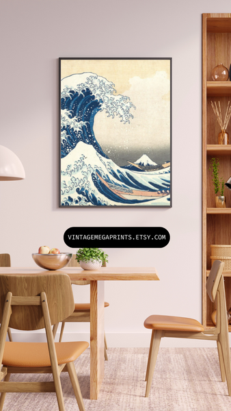 Tsunami Print by Hokusai.